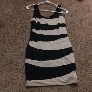 Black and white/cream dress